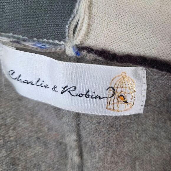 Anthropolgie Charlie & Robin Cardigan Sweater Patchwork Print Polka Dot Fringe S - Picture 11 of 11